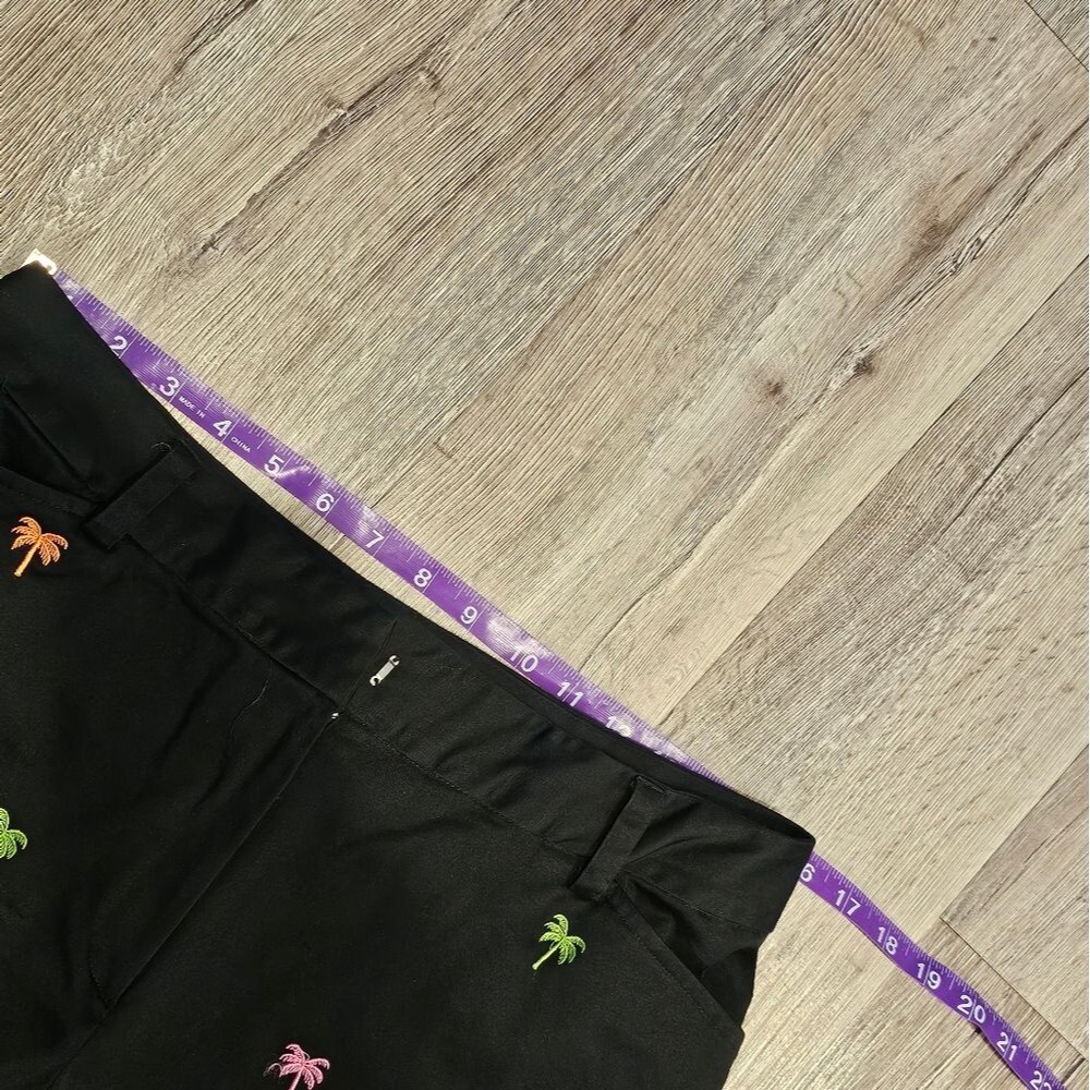 BAMBOO TRADERS Black Shorts for Work Palm Tree Embroidered Flat Front Cute Kitch - Picture 3 of 9
